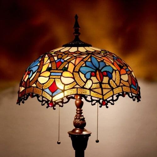 Tiffany European Baroque garden color glass floor lamp dining room bedroom decoration lamp
