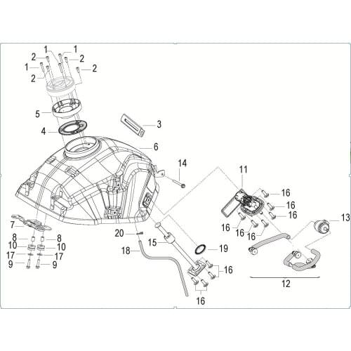 Fuel tank fuel pump fuel sensor fuel tank cover fuel tube page of Benelli BJ600GS BJ600GS-A