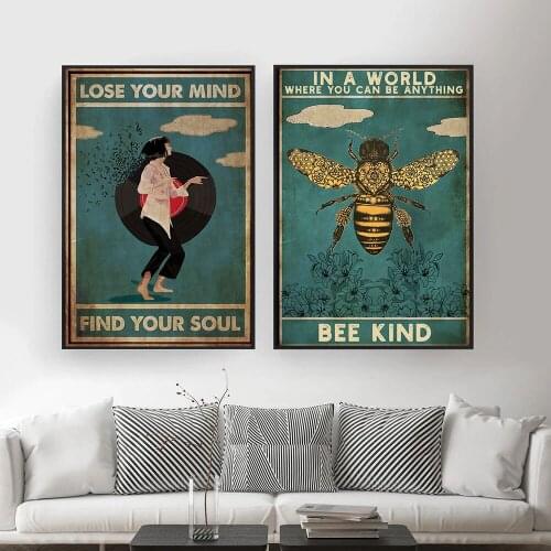 Mental Be Kind Lose Your Mind Find Your Soul Poster and Print Cool Wall Decoration Vintage Posters Wall Art Home Painting Decor