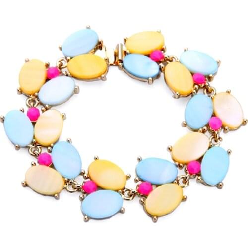 Kissme Candy Color Stone Elegant Charm Bracelets For Women Gifts Gold Color Alloy Cuff Chains Fashion Jewelry Factory Wholesale