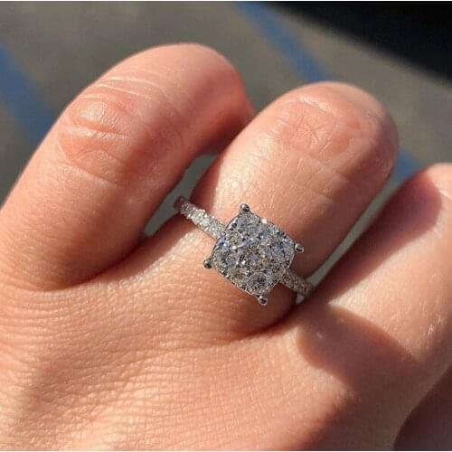 Charm square CZ Wedding Ring for Woman Party Finger Jewelry Gift Dropshipping