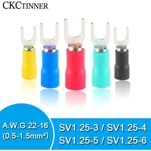 20PCS SV3.5-4 Insulated Wiring Terminals Insulating Sleeve Furcate Terminals Cable Lug Connector blue yellow black red green