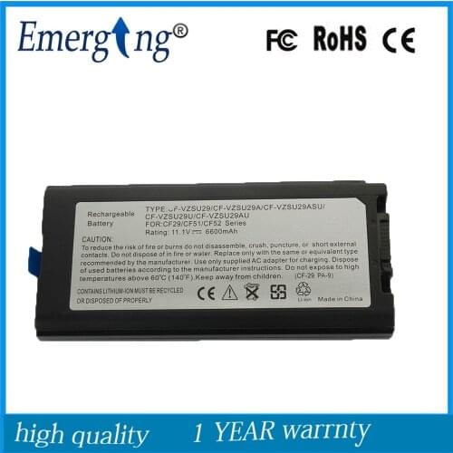 11.1V 6600mAh New Laptop Battery for PANASONIC CF-VZSU29 CF-29A CF-51 CF-52
