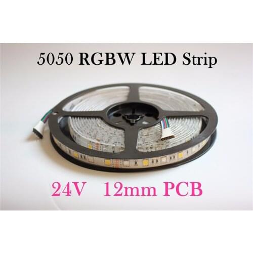 12mm PCB DC24V LED Strip Light tape 5050 RGBW 60 LED/m WaterproofIP65 RGBW/ RGBWW Flexible LED Light Better Than Smd3528 5630