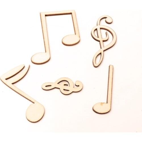 12pcs 35-58mm Woody Note Wooden Craft Embellishments MDF Wooden Cutout Flatback Scrapbooking for Cardmaking Wedding Decoration