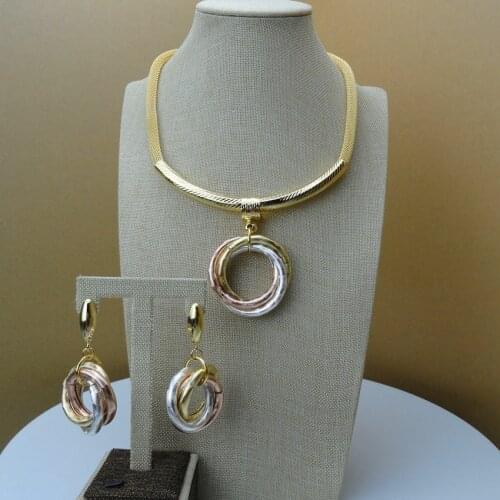 2019 Yuminglai Italian Design 24K Dubai Costume Jewelry Sets Necklace and Earrings FHK6204
