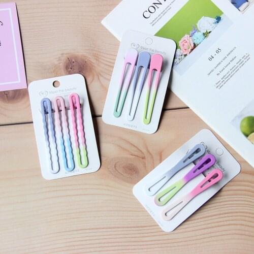 3pcs/set Gradient Hairpin Rainbow Color Fashion Personality Hairpin Suit Lady Hair Clip Duckbill Clip Diy Hair Accessories