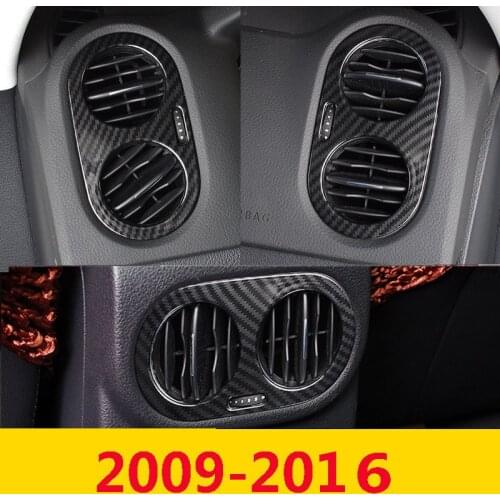 For Volkswagen VW Tiguan 2010-2016 Carbon Fiber Interior Air Condition Vent Outlet Cover Trim 3PCS