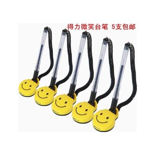Carton smile cute 5pcs business office desk pens sets pen 0.5mm Gel black Ink Pen holder free shipping