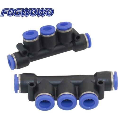 6mm/8mm 5-Heads Slip Lock Quick Connectors Garden Greenhouses Humidification Industry Mist Cooling System Pipe Fitting 5 pcs