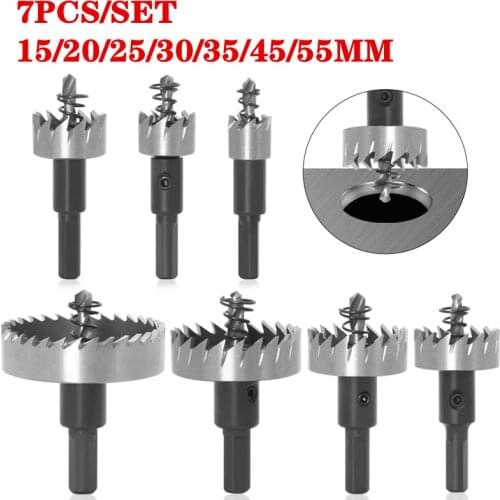 7pcs/set HSS Drill Bit Drilling Woodwork Cutting Carpentry Crowns High Speed Steel Carbide Tip Hole Saw Tooth Cutter Metal