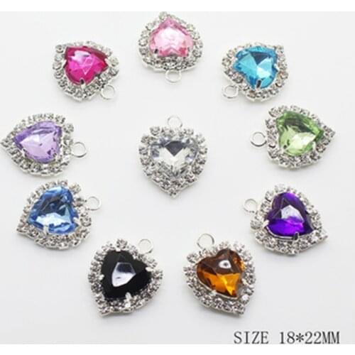 22 * 18mm diamond pan flower DIY Trinket accessories peach heart pendant acrylic dress buckle bow hair ornament 10 / PCS