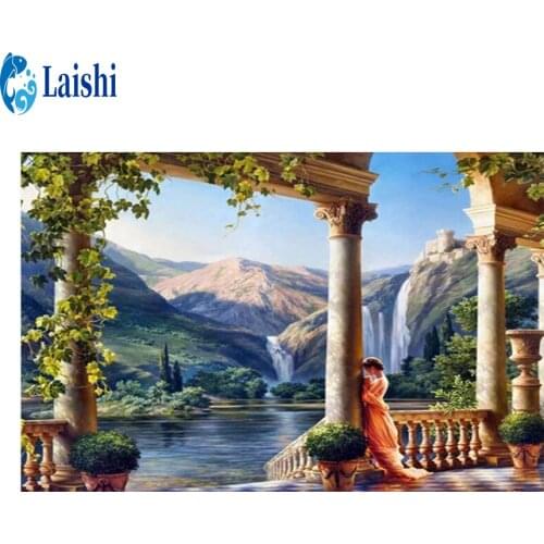 DIY Diamond Painting Girl thinking about problems under the waterfall Full Square/Round Drill 5D Diamond Embroidery Sale Diamond