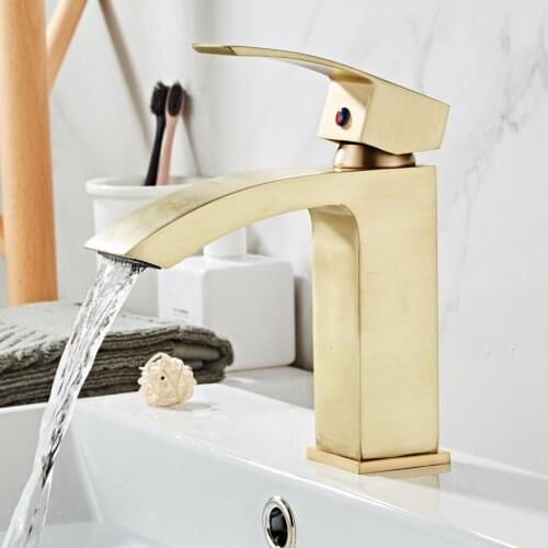 BECOLA Gold bathroom faucet Creative curved bathroom faucet Brass hot and cold water faucet Free shipping