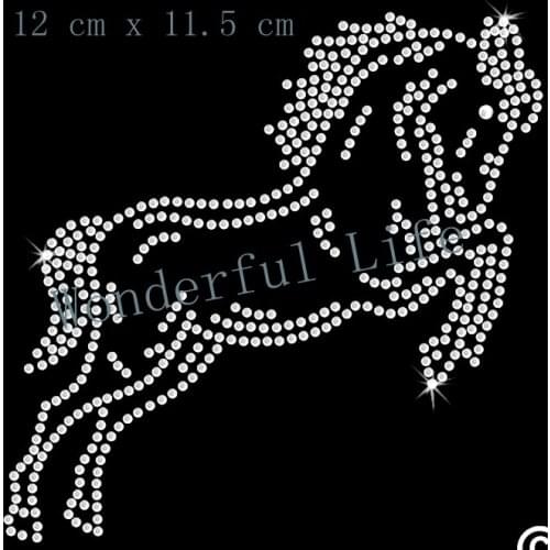 Free shipping Leaping Horse Crystal Motif Transfer Rhinestones Design