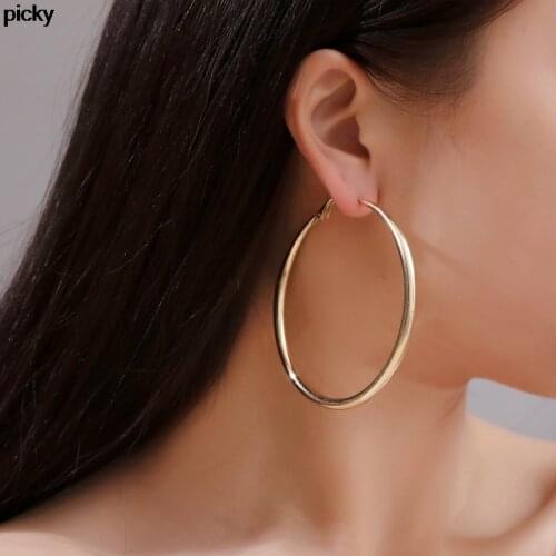 Trendy Big Circle Gold Hoop Earrings For Women Round Earrings Rings Fashion Hoops 2020 Womens Ear Creoles Jewelry Accesories