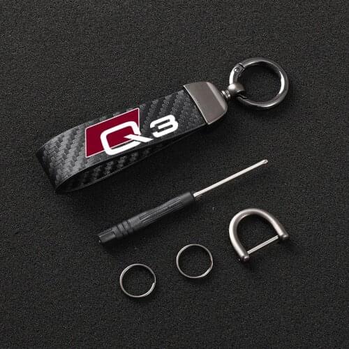 High-Grade Leather Car KeyChain 360 Degree Rotating Horseshoe Buckle Jewelry Key Rings for audi Q3 car Accessories