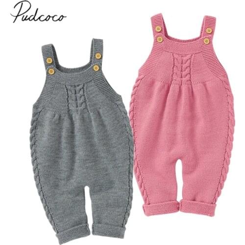 Infant Baby Boys Girls Knitted Romper Solid Sleeveless Sling Button Design Jumpsuit Loose Unisex Kitted Fall Winter Romper