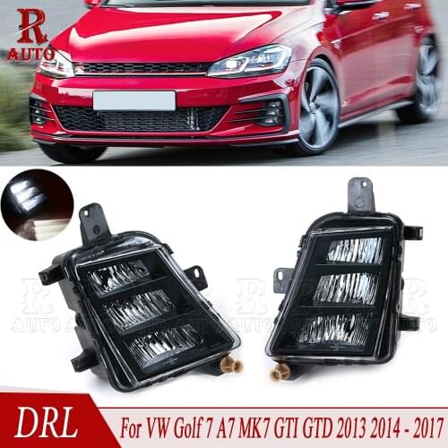 R-AUTO Front LED DRL Daytime Running Light Fog Light Lamp White For Volkswagen VW Golf 7 A7 MK7 GTI GTD 2013-2017 5G0941699