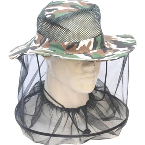 Tropic Hat Summer Wide Brim Camouflage Mosquito Net Outdoor Fishing Cap Bee Flying Insects Bucket Mesh Protector