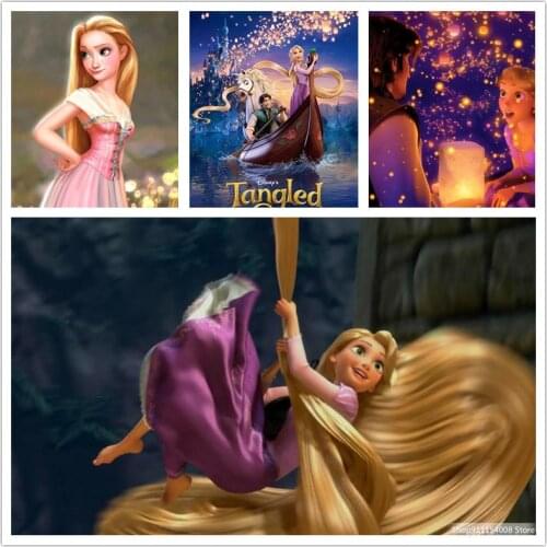 Disney DIY Diamond Painting Cross Stitch Tangled Rapunzel Full Diamond Square Diamond Embroidery Mosaic Christmas Gift Decor