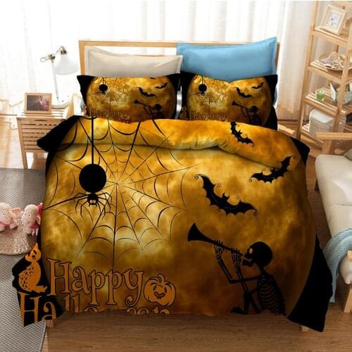 Happy Halloween Shock Bat Bedding Set Duvet Cover Bed Sheet Pillowcases Twin Full Queen King Size For Kids Gifts Decorate Room