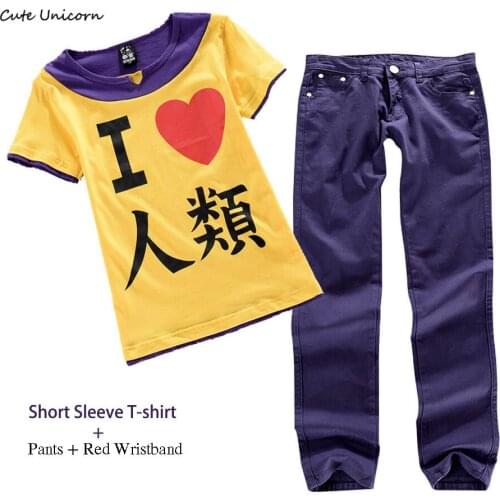 Cute Unicorn No Game No Life Sora Cosplay Costume Short Sleeve T-Shirt + Pants mens casual trousers boys clothes summer top tees