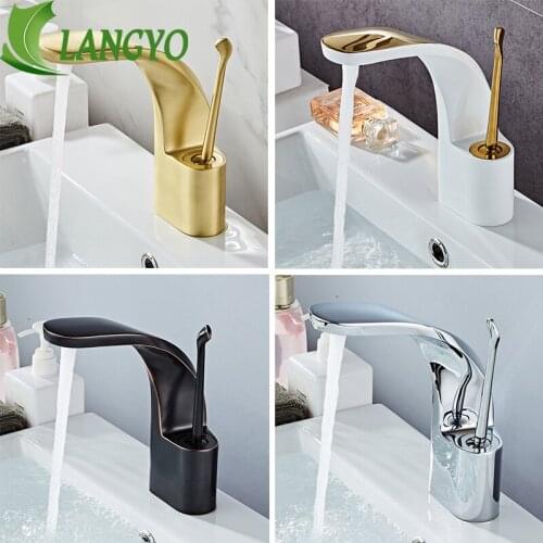 LANGYO Colourful Bathroom Vanity Basin Faucets Cold And Hot Mixer Single Level Taps Solid Brass Faucet For Sink