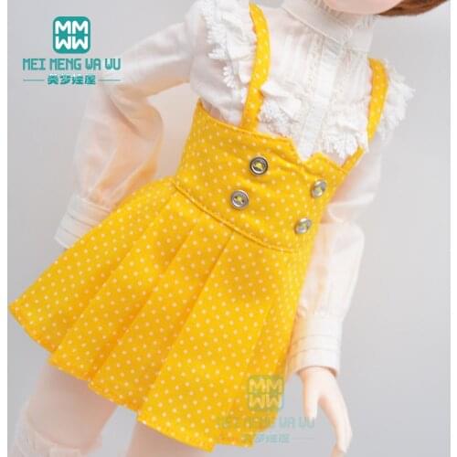 BJD doll clothes fits 40-45cm 1/4 MSD MK MYOU fashion polka dot suspender skirt red, yellow, blue
