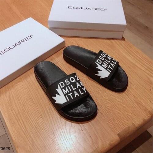 Summer mens Outdoor Slippers Footwear black male Sandals italy milano lettern pattern Beach Shoes fashion streetwear