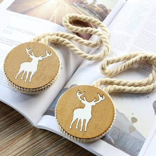 Magnetic Curtain Holder Elk Wooden Curtain Tieback Buckle Clip Decorative Tie Back Straps Holdback Rope Nordic Home Decoration