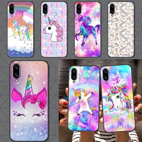 Cute Cartoon Rainbow Unicorn Phone case For Huawei Honor 6 7 8 9 10 10i 20 A C X Lite Pro Play black pretty bumper tpu shell 3D