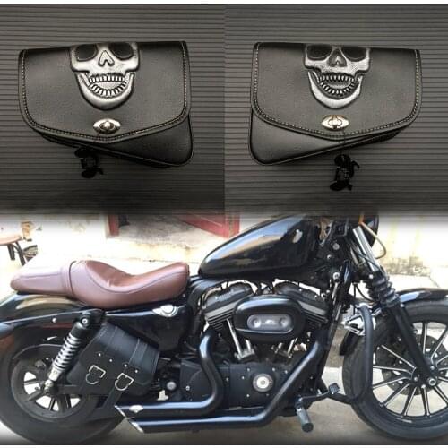 Universal PU Leather Motorcycle Saddlebag Black Tool Luggage Saddle Bag For Harley Davidson/Honda/Yamaha/Suzuki