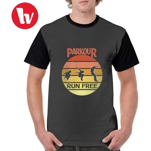 Parkour T Shirt Parkour Design - Parkour Run Free T-Shirt Male Printed Graphic Tee Shirt Fun Beach Short-Sleeve Tshirt