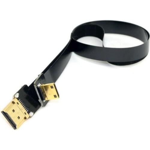 New 90 Degree Angled FPV Mini HDMI Male to Standard HDMI Male FPC Flat Flex Video Cable for Photography