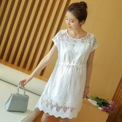 {Clearance Sale} Maternity Dresses White Lace Cute Hollow Dress Clothes For Pregnant Women Maternidade Pregnancy Clothing