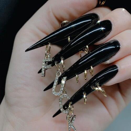 1Pack 26 Letters Zircon Charms 26pcs/set A -Z Gold Zircon Pierced Letters Dangle Charm Nail Jewelry Alphabet Pendants Charms