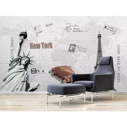 CJSIR Custom Wallpaper Brick Wall Hand Drawn Paris Tower Free Goddess TV Background Living Room Bedroom decor Mural 3d Wallpaper