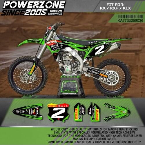 PowerZone Custom Team Graphics Decals 3M Stickers Kit For Kawasaki Sticker Decal 2017-2018 KX250F 2016-2018 KX450F 36