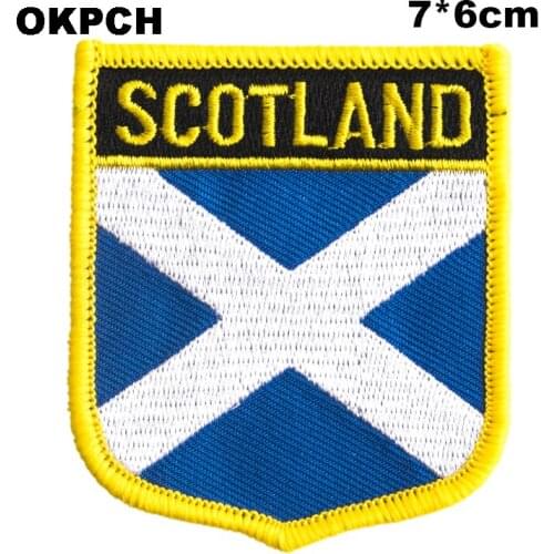 Scotland Shield Shape Flag patches embroidered flag patches national flag patches for Cothing DIY Decoration PT0241-S