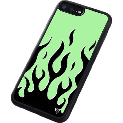 Silicone Phone Case Cover For iPhone 6 6S 7 8 Plus 5 5S SE X XS XR 11 PRO MAX Green Flame Ins Shell for iPhone 11 12pro Mini