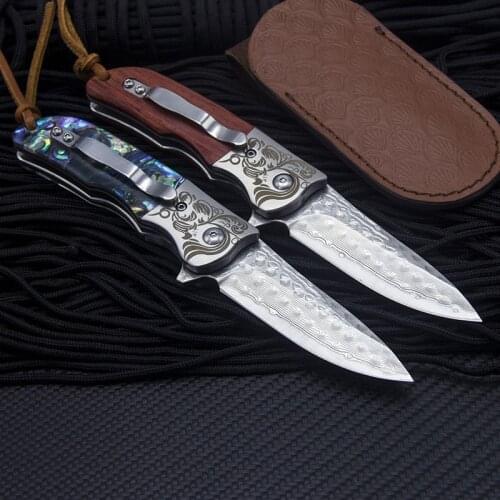 Folding Knife VG10 Steel Core Damascus Outdoor Knife Ball Bearing High Hardness Folding Knife Wilderness Survival Folding Knife