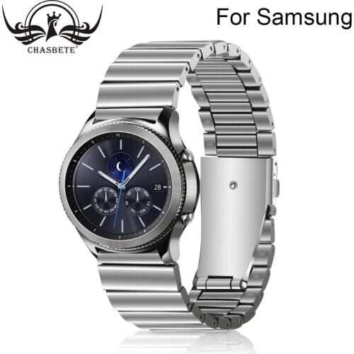 Premium Stainless Steel Sports Watchband for Samsung Galaxy Watch 20mm/42mm SM-R810, 22mm/46mm SM-R800 Smart Wrist Strap Black