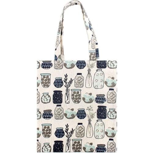 NEW Cotton linen cloth shoulder bag bottle jar portable shopping bag student bags for women 2018 handbag tote travel bag