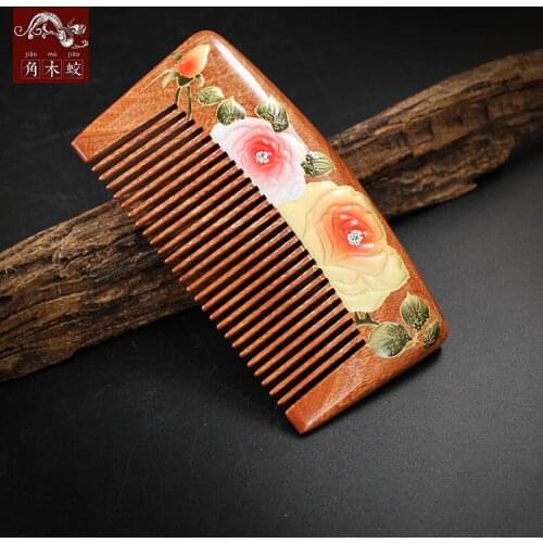 TOP END Authentic Natural Boxwood comb high-quality hand-painted art fine tooth pocket comb bag comb 212