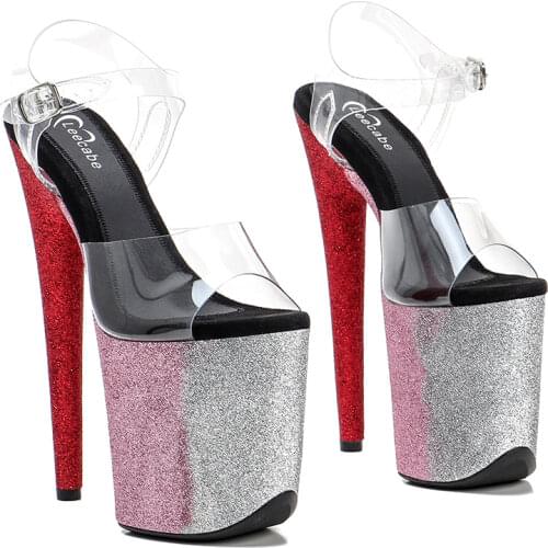 Leecabe Colorful Glitter 20cm/8inches Color pole dance sandals lady shoe high heel platform dance shoes