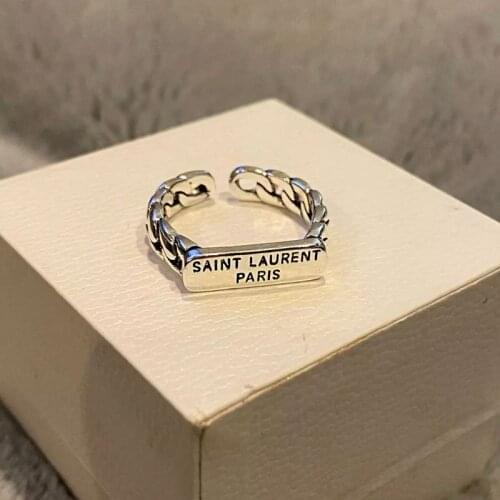 Vintage Ancient Silver Color Letter Smile Open Rings for Women Female Punk Hip Hop Adjustable Ring Fashion Jewelry Best Gift