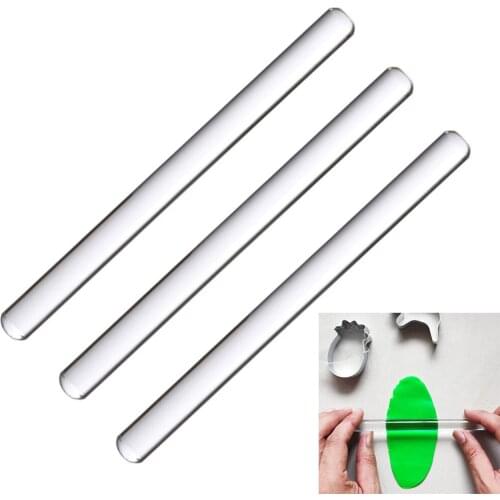 1pc Mini Transparent Acrylic Rolling Pin Kitchen Tool Cake Cookie Clay Roller Smooth Non-stick Roller 16.5*1.3cm