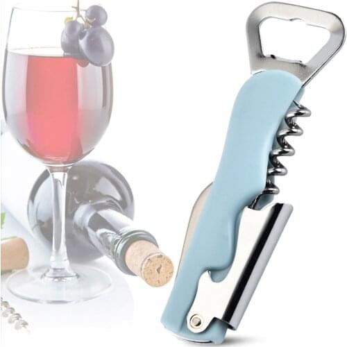 1pcs Wine Opener Stainless Steel Corkscrew Foldable Beer Multifunctional Bottle Cap Opener Durable Kitchen Bar Tools