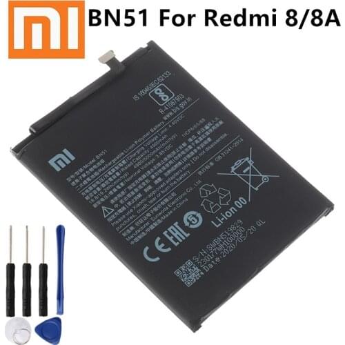 100% New XiaoMi Original Replacement Battery 5000mAh BN51 For Xiaomi Redmi 8 Redmi 8A Redmi8 Authentic Phone Battery +Tools